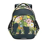 Nexawaveo Kids Backpack for Boys Girls School Backpack for Elementary Preschool Lightweight Bookbag, Floral Collage Elephant Art, M, Travel Backpacks