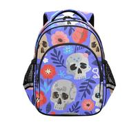 Nexawaveo Kids Backpack for Boys Girls School Backpack for Elementary Preschool Lightweight Bookbag, Gray Skulls Purple, S, Travel Backpacks