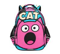 Nexawaveo Kids Backpack Kindergarten Bookbag, Bold Rose Cat, M, Big | Elementary Girls Boys Backpacks Preschool Child Travel Bag Casual Daypack for Ages 3-8