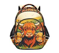 Nexawaveo Kids School Backpack for Boys Girls, Scottish Cows, S, Big | Backpack for Elementary Preschool Children Lightweight Bookbag Travel Bag 15 Inch