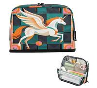 Nexawaveo Large Capacity Pencil Case Organizer 8.3x5.9in Artdeco Pegasus Geometric Pen Pouch for School Office Travel
