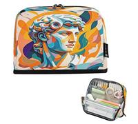 Nexawaveo Large Capacity Pencil Case Organizer 8.3x5.9in Artdeco Portrait Orange Pen Pouch for School Office Travel