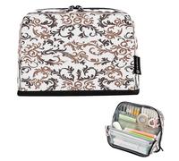 Nexawaveo Large Capacity Pencil Case Organizer 8.3x5.9in Baroque Floral White Brown Pen Pouch for School Office Travel
