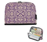 Nexawaveo Large Capacity Pencil Case Organizer 8.3x5.9in Baroque Purple Cream Pattern Pen Pouch for School Office Travel