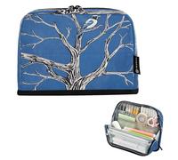 Nexawaveo Large Capacity Pencil Case Organizer 8.3x5.9in Bird on Bare Tree Pen Pouch for School Office Travel