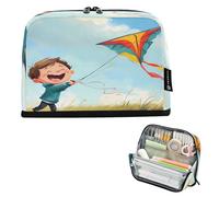 Nexawaveo Large Capacity Pencil Case Organizer 8.3x5.9in Boy Kite Flying Pen Pouch for School Office Travel