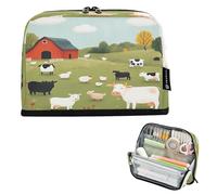 Nexawaveo Large Capacity Pencil Case Organizer 8.3x5.9in Cartoon Animals on Farm Pen Pouch for School Office Travel