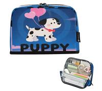 Nexawaveo Large Capacity Pencil Case Organizer 8.3x5.9in Charming Puppy Bluesky Pen Pouch for School Office Travel