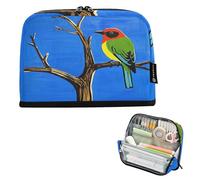 Nexawaveo Large Capacity Pencil Case Organizer 8.3x5.9in Colorful Bird on Bare Branch Pen Pouch for School Office Travel