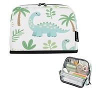 Nexawaveo Large Capacity Pencil Case Organizer 8.3x5.9in Cute Dino Jungle White Pen Pouch for School Office Travel