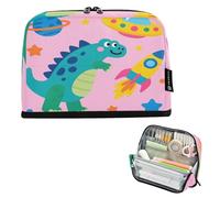 Nexawaveo Large Capacity Pencil Case Organizer 8.3x5.9in Dino Cosmic Adventure Pen Pouch for School Office Travel