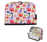 Nexawaveo Large Capacity Pencil Case Organizer 8.3x5.9in Fruity Jar Pattern Beige Pen Pouch for School Office Travel