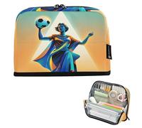 Nexawaveo Large Capacity Pencil Case Organizer 8.3x5.9in Futuristic Football Athlete Pen Pouch for School Office Travel