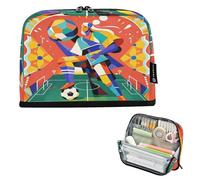 Nexawaveo Large Capacity Pencil Case Organizer 8.3x5.9in Futuristic Football Athlete Red Pen Pouch for School Office Travel