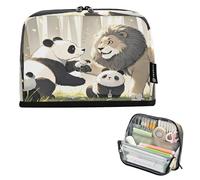 Nexawaveo Large Capacity Pencil Case Organizer 8.3x5.9in Illustrative Animals Forest Pen Pouch for School Office Travel