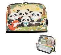 Nexawaveo Large Capacity Pencil Case Organizer 8.3x5.9in Illustrative Animals Green Pen Pouch for School Office Travel
