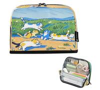 Nexawaveo Large Capacity Pencil Case Organizer 8.3x5.9in Illustrative Cats Meadow Pen Pouch for School Office Travel