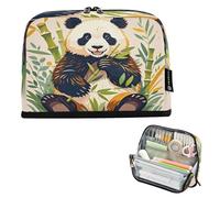 Nexawaveo Large Capacity Pencil Case Organizer 8.3x5.9in Illustrative Panda Pen Pouch for School Office Travel