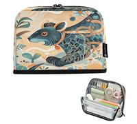 Nexawaveo Large Capacity Pencil Case Organizer 8.3x5.9in Illustrative Panther Floral Pen Pouch for School Office Travel
