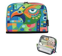 Nexawaveo Large Capacity Pencil Case Organizer 8.3x5.9in Modern Art Parrot Colorful Dots Pen Pouch for School Office Travel