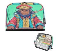 Nexawaveo Large Capacity Pencil Case Organizer 8.3x5.9in Monkey Pirate at The Helm Pen Pouch for School Office Travel