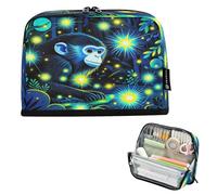 Nexawaveo Large Capacity Pencil Case Organizer 8.3x5.9in Mystical Monkey Blue Glade Pen Pouch for School Office Travel