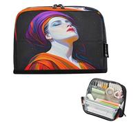 Nexawaveo Large Capacity Pencil Case Organizer 8.3x5.9in Mystical Woman Portrait Black Pen Pouch for School Office Travel