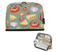 Nexawaveo Large Capacity Pencil Case Organizer 8.3x5.9in Pasta Ingredients Green Pen Pouch for School Office Travel