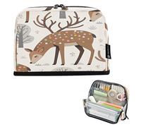 Nexawaveo Large Capacity Pencil Case Organizer 8.3x5.9in Polka Dot Deer Forest Pen Pouch for School Office Travel