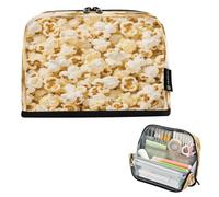 Nexawaveo Large Capacity Pencil Case Organizer 8.3x5.9in Popcorn Cream | Pen Pouch for School Office Travel