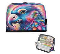 Nexawaveo Large Capacity Pencil Case Organizer 8.3x5.9in Psychedelic Parrot Colorful Dots Pen Pouch for School Office Travel