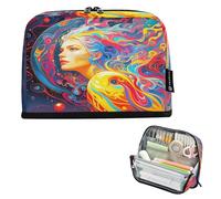 Nexawaveo Large Capacity Pencil Case Organizer 8.3x5.9in Psychedelic Portrait Pen Pouch for School Office Travel