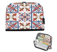 Nexawaveo Large Capacity Pencil Case Organizer 8.3x5.9in Tiled Floral White Pen Pouch for School Office Travel