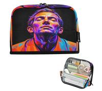 Nexawaveo Large Capacity Pencil Case Organizer 8.3x5.9in Vibrant Portrait Black Pen Pouch for School Office Travel