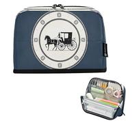 Nexawaveo Large Capacity Pencil Case Organizer 8.3x5.9in Vintage Inspired Carriage on White Pen Pouch for School Office Travel