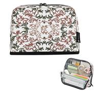 Nexawaveo Large Capacity Pencil Case Organizer 8.3x5.9in Vintage Vine Pattern White Pen Pouch for School Office Travel