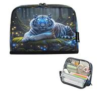 Nexawaveo Large Capacity Pencil Case Organizer 8.3x5.9in White Animal Glade Pen Pouch for School Office Travel