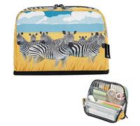 Nexawaveo Large Capacity Pencil Case Organizer 8.3x5.9in Zebra on Wild Pen Pouch for School Office Travel