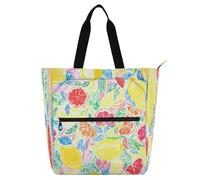Nexawaveo Multi-Purpose Waterproof Tote Bag with Zipper Mythical Sanxingdui Ornament Dark 600D Oxford Fabric Shopping Bag, Playful Citrus Blend Yellow, One Size