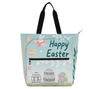 Nexawaveo Multi-Purpose Waterproof Tote Bag with Zipper Playful Bunny Flight Celebration 600D Oxford Fabric Shopping Bag
