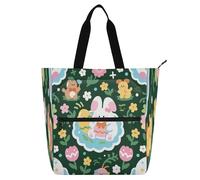 Nexawaveo Multi-Purpose Waterproof Tote Bag with Zipper Playful Easter Egg Patterns 600D Oxford Fabric Shopping Bag, Spring Egg Delight-1, One Size