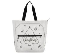 Nexawaveo Multi-Purpose Waterproof Tote Bag with Zipper Realistic Poodle Christmas Multicolor 600D Oxford Fabric Shopping Bag, Sketch Tree Xmas Beige, One Size