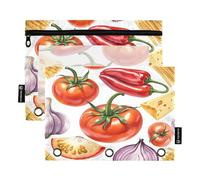 Nexawaveo Pasta Ingredients 2Pack Pencil Pouch Set for 3 Ring Binder Smooth Zipper with Clear PVC Window Pencil Case for School Supplies