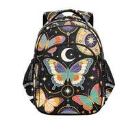 Nexawaveo Preschool Kids Backpack Kindergarten Elementary School Bookbag for Boys Girls Age 3-8, Mystical Butterfly Moon Black, M