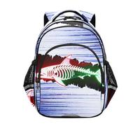 Nexawaveo Preschool Kids Backpack Kindergarten Elementary School Bookbag for Boys Girls Age 3-8, Neon Fish Skeleton Art, S
