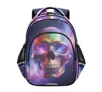 Nexawaveo Preschool Kids Backpack Kindergarten Elementary School Bookbag for Boys Girls Age 3-8, Neon Skull Pastel Sky, S