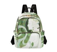 Nexawaveo Quilted Backpack for Women Carry-On 14 Inch Laptop bag Lightweight Work Daypack Adorable Cat White, Art Nouveau Lady Green-1, M, Rucksack Backpacks