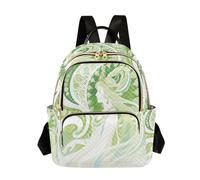 Nexawaveo Quilted Backpack for Women Carry-On 14 Inch Laptop bag Lightweight Work Daypack Adorable Cat White, Art Nouveau Lady Green, M, Rucksack Backpacks