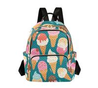 Nexawaveo Quilted Backpack for Women Carry-On 14 Inch Laptop bag Lightweight Work Daypack Colorful Dessert Berry, Cute Ice Creams Teal, M, Rucksack Backpacks