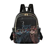 Nexawaveo Quilted Backpack for Women Carry-On 14 Inch Laptop bag Lightweight Work Daypack Cool Bears Black, Cool Owls Black, S, Rucksack Backpacks